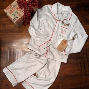 NWT 4T Rae Dunn Button Down CHILL Christmas Holiday PJs I Family pajama set